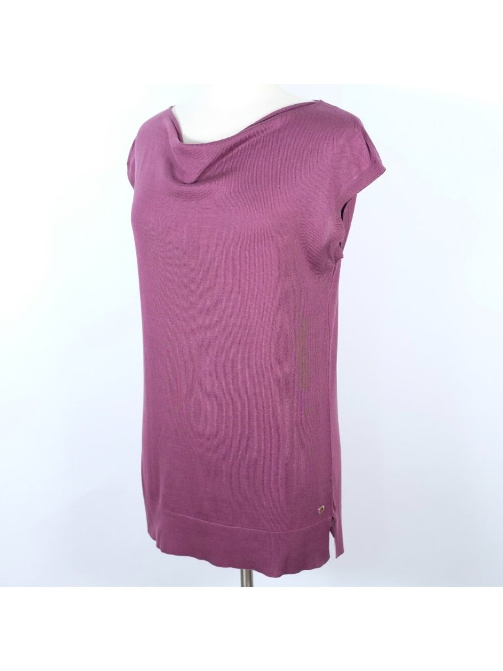 Loro Piana cashmere silk long sweater top 44 US 8 sleeveless draped neck purple